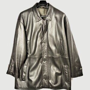 Butter Soft Brown Leather Jacket Mens Sz 48 XXL Cinch Double Zip Button Boumadis